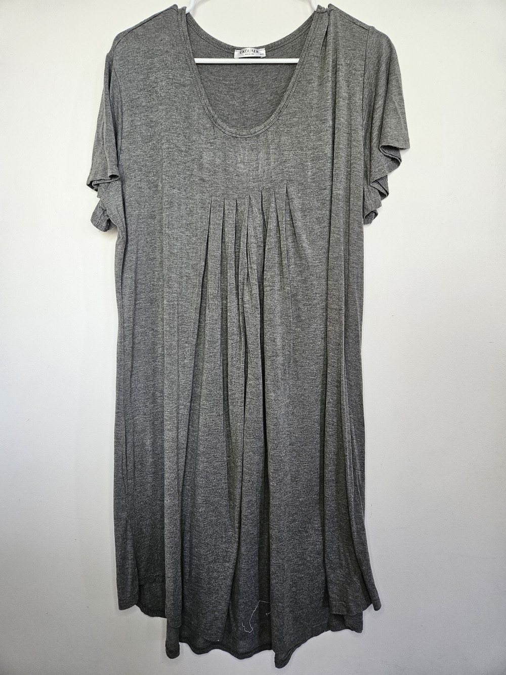 Ekouaer Gray Nightgown Sleep Dress Ruffle Sleeve Pleated Lounge Plus Size XXXL🔥